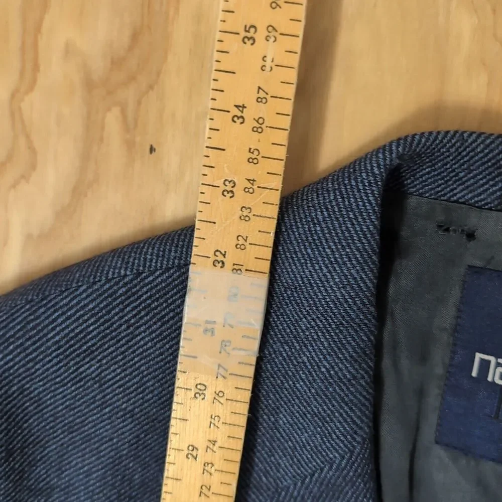Nautica Wool/Cashmere Blend Blue Blazer Men's 42R Striped 3‎ Button